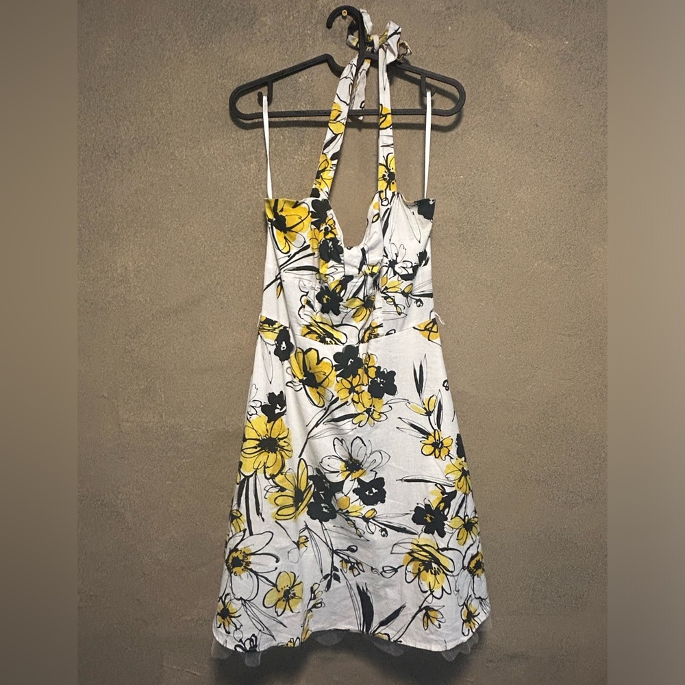 Pulse Halter Dress yellow & black flowers size L